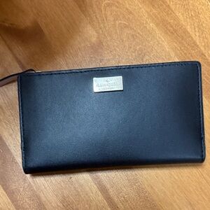 Kate Spade Black Leather Clutch with Gold Accent